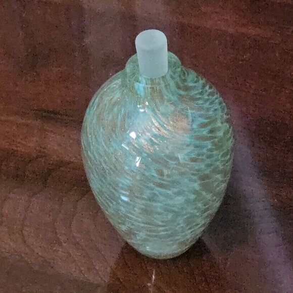 RARE REPLACEMENT JAY STRONGWATER VANITY GREEN BOUQUET BLOWN GLASS PERFUME BOTTLE - Picture 1 of 7